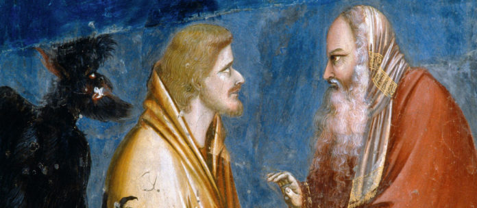Giotto di Bondone: „Der Verrat des Judas”, um 1303/05, Ausschnitt mit Dämon im Hintergrund. Padua, Arenakapelle.Bild: akg