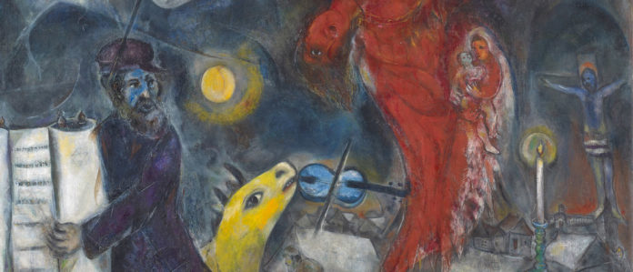 Marc Chagall: Engelsturz. Aus der Ausstellung „Welt in Aufruhr“ der Frankfurter Schirn-Kunsthalle. Zur Verfügung gestellt vom Kunstmuseum Basel, Depositum aus Privatsammlung. Foto: © VG Bild-Kunst, 2021, Bühler