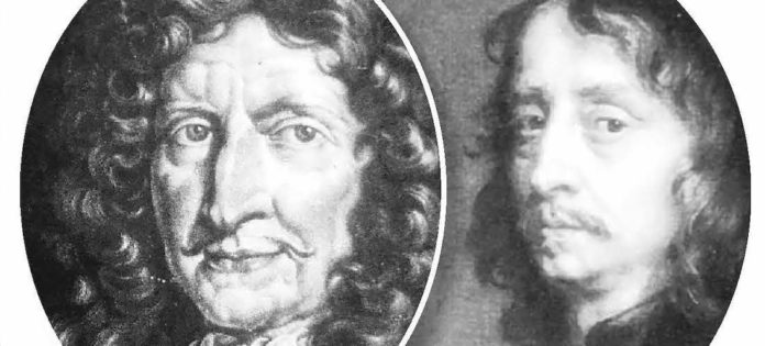 Pfalzgraf Christian August kurz vor seinem Tod 1708 (links) und Franciscus Mercurius van Helmont. Repros nach zeitgenoössischen Gemälden: Borée